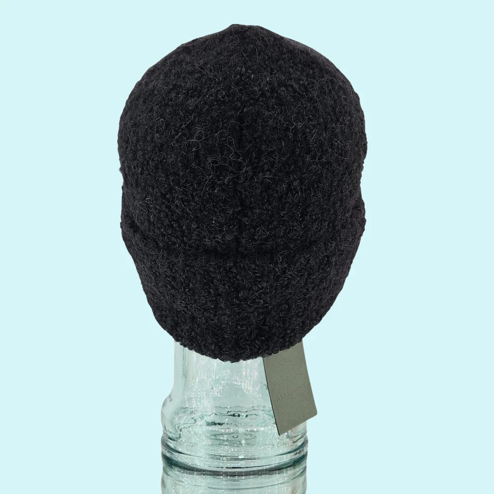 BUNDLE - 2 All Saints Hats Beanies Chalk & Black Teddy Bear Wool & Alpaca Blend